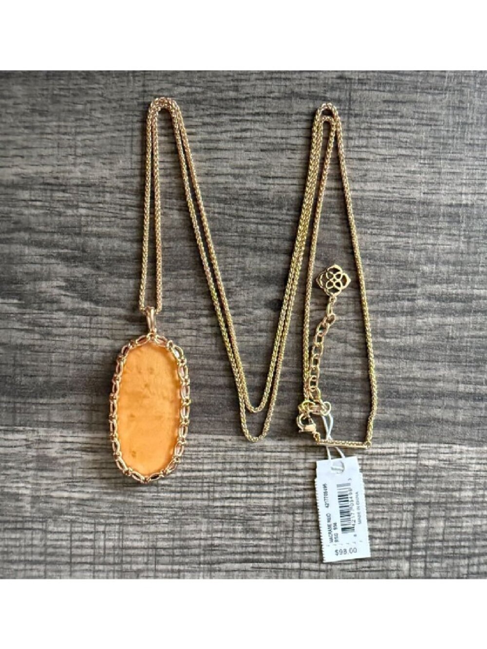 NWT Kendra Scott Macramé Reid Statement Necklace in Blush Wood 14k Rose Gold - Picture 2 of 15